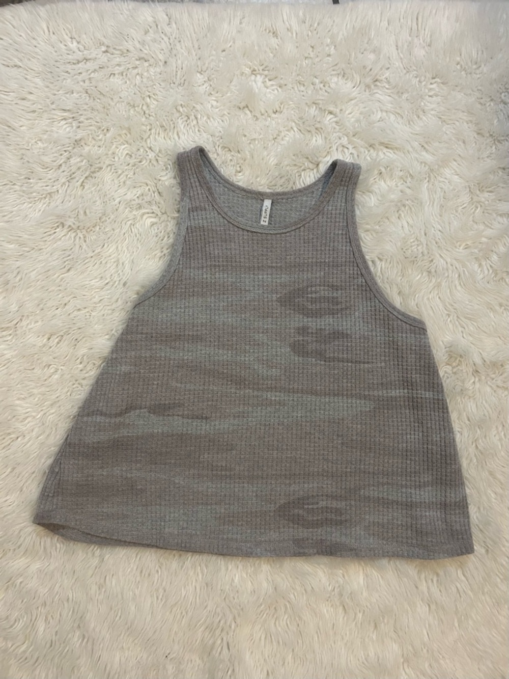Z Supply Heather Gray Camo Design waffle knit Tank small
